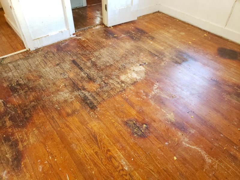 Damaged Hardwood Floor Repair in Progress